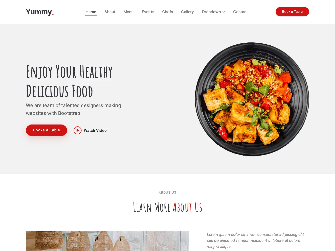 Yummy - Bootstrap Restaurant Website Template - template Details